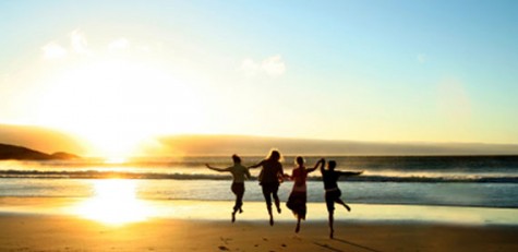 women on beach