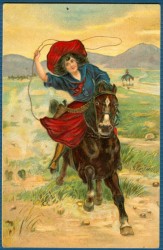 cowgirl on horseback 1