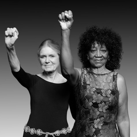 Gloria Steinem and Dorothy Pitman Hughes in the remake of their iconic 1971 photo, presented on Gloria's 80th birthday